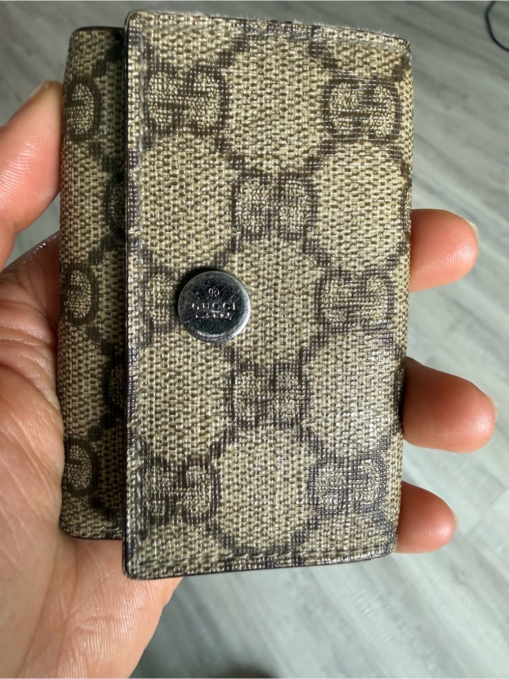 Gucci Beige and Brown GG Canvas Snap Key Case